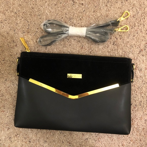 Couture Leather Satchel & Clutch w/ Velvet Detail - Picture 4 of 6